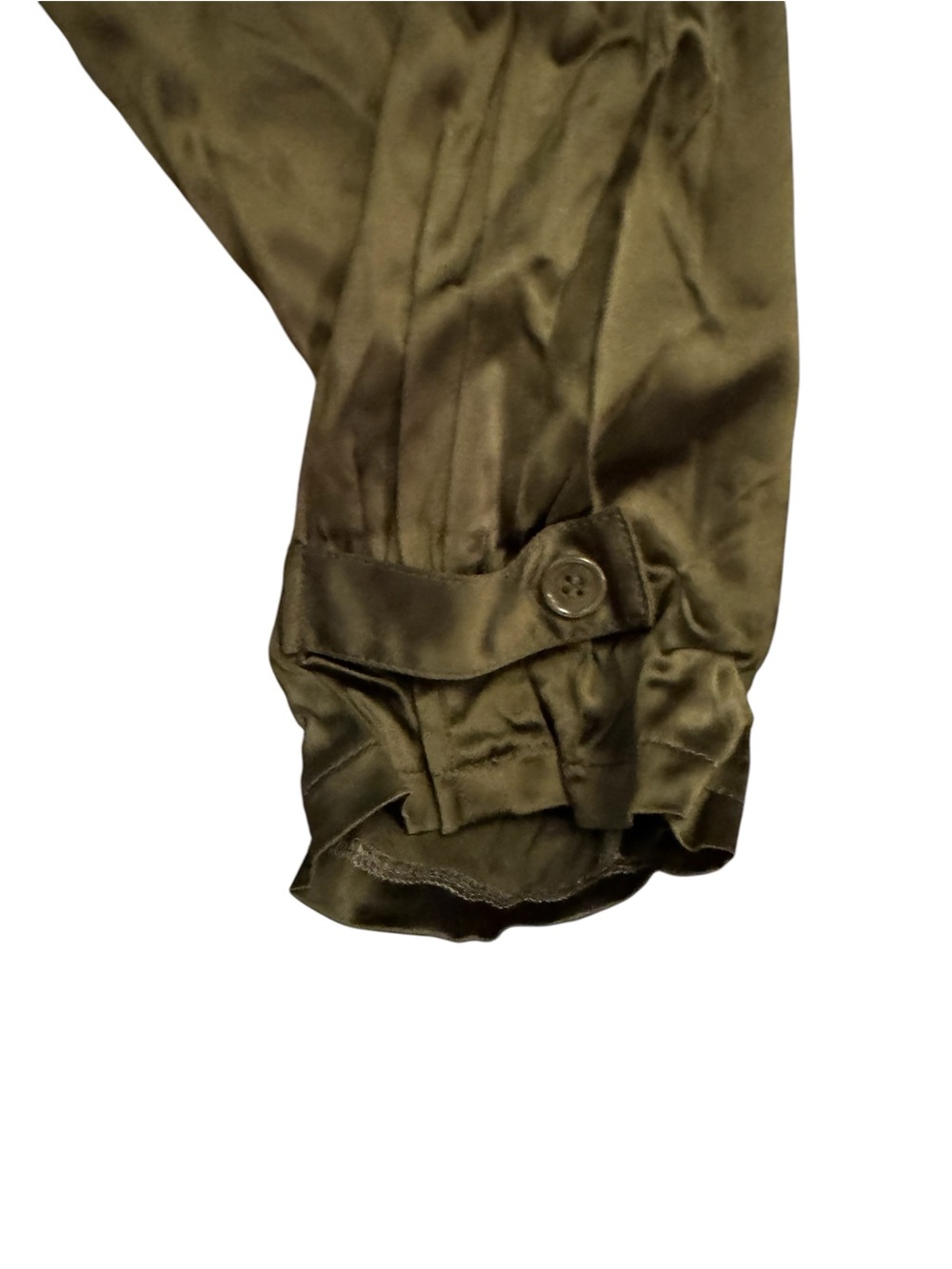 Trina Turk Olive Satin Utility Jogger Pants Women’s Small Adjustable Hem - Picture 4 of 5